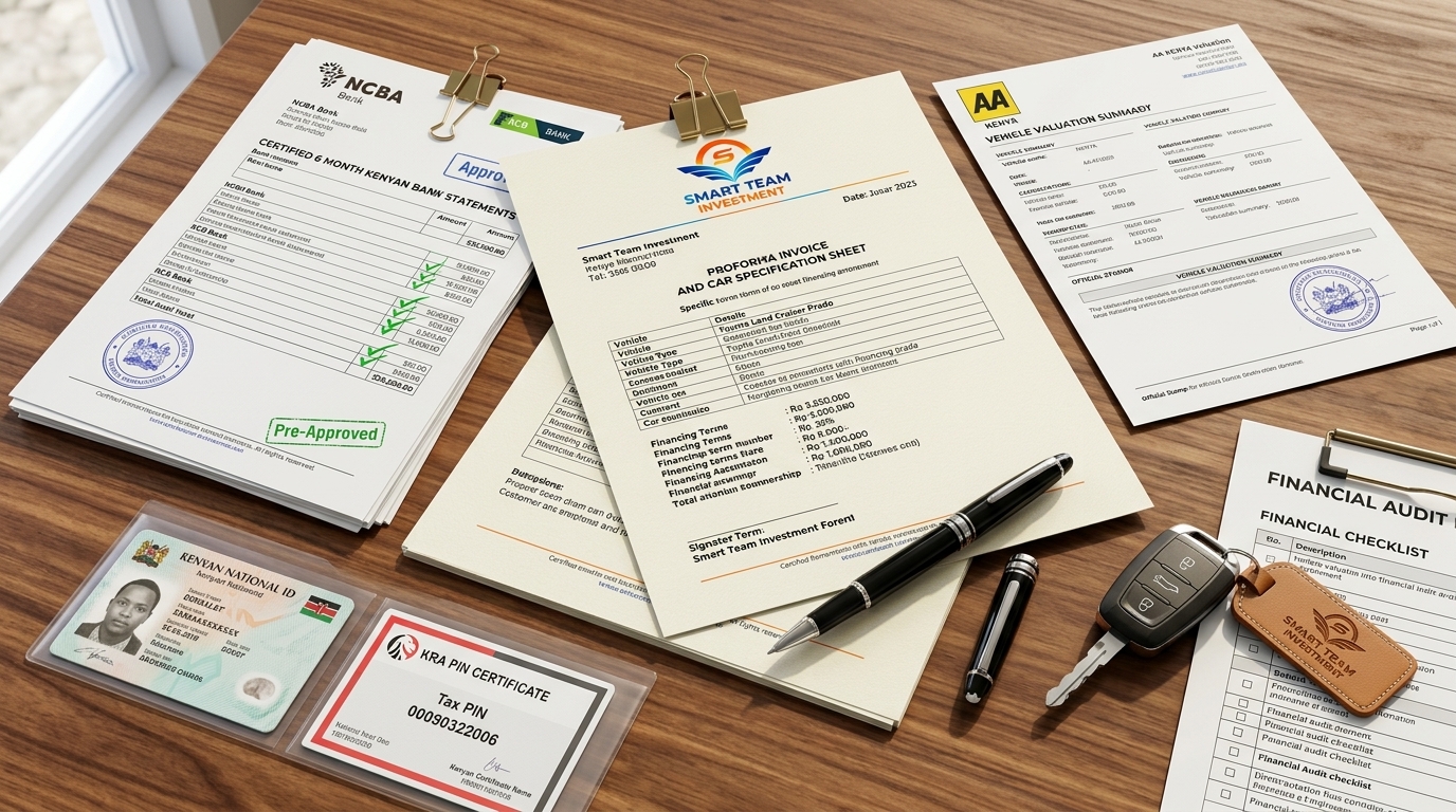 Dealership proforma invoice and bank asset financing documentation pack at Smart Team Investment