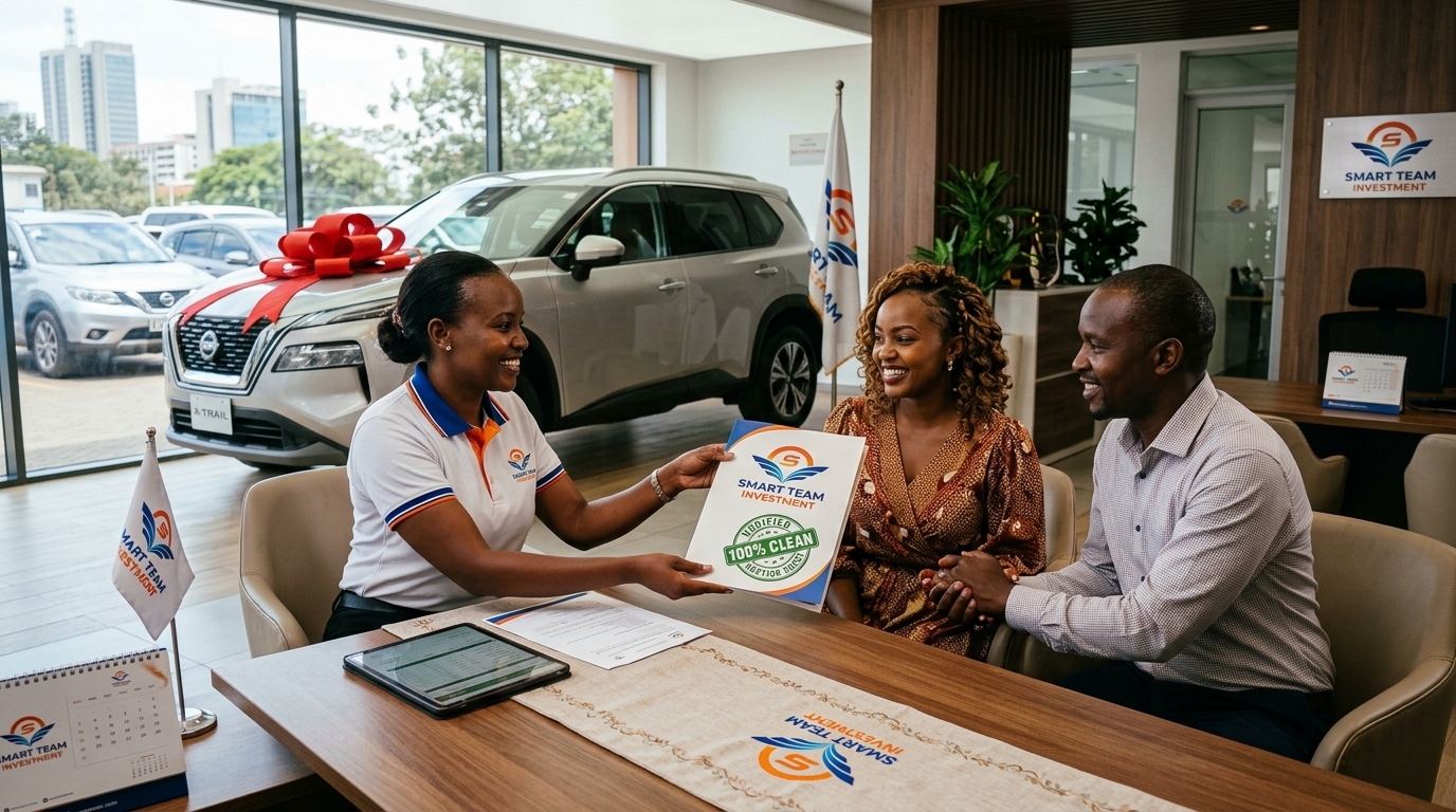 Receiving certified 100% verified Japanese auction sheet and clean vehicle dossier at Smart Team Investment
