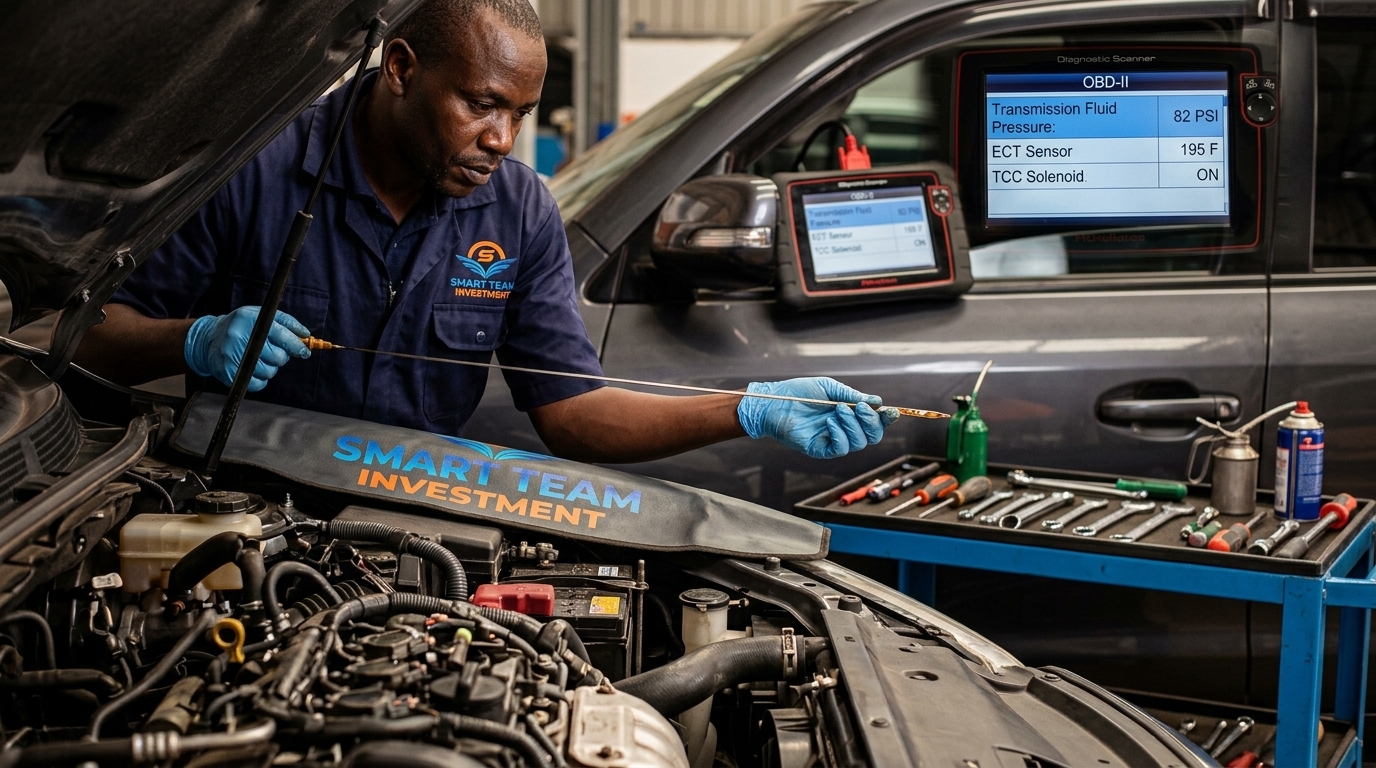 Engine oil analysis and live OBD-II transmission pressure diagnostics at Smart Team Investment