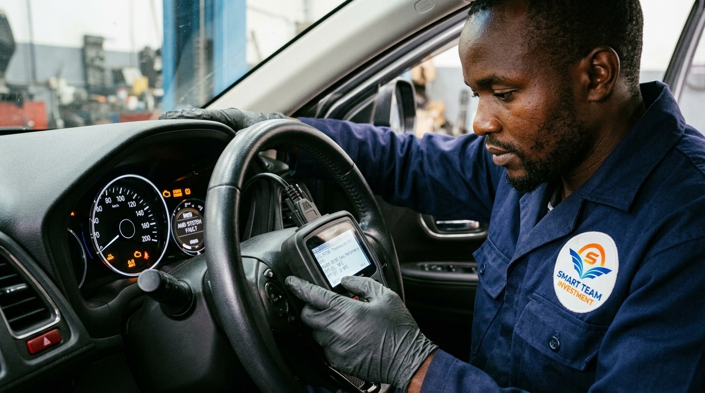 Instrument cluster warning lights — the first sign of Jatco CVT or e-POWER battery distress on a Nissan Note at Smart Team Investment